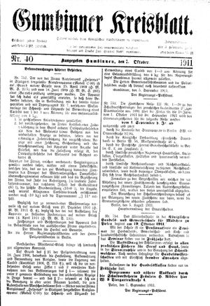 Gumbinner Kreisblatt vom 07.10.1911