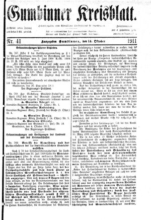 Gumbinner Kreisblatt vom 14.10.1911