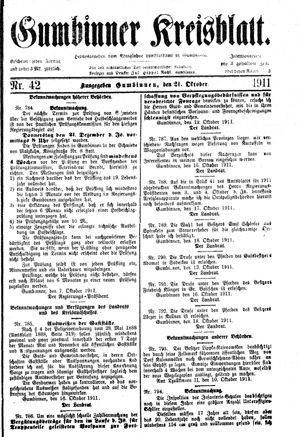 Gumbinner Kreisblatt vom 21.10.1911
