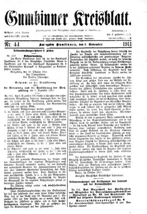 Gumbinner Kreisblatt vom 04.11.1911