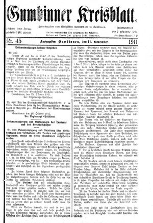 Gumbinner Kreisblatt vom 11.11.1911