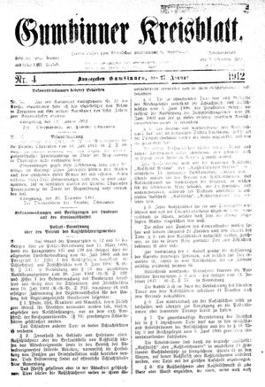 Gumbinner Kreisblatt vom 27.01.1912