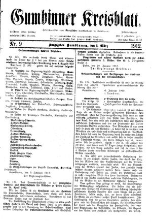 Gumbinner Kreisblatt vom 02.03.1912