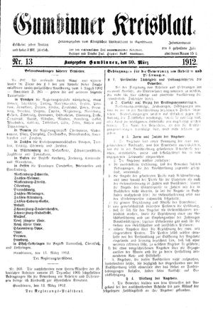 Gumbinner Kreisblatt vom 30.03.1912