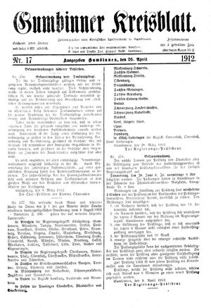 Gumbinner Kreisblatt vom 26.04.1912