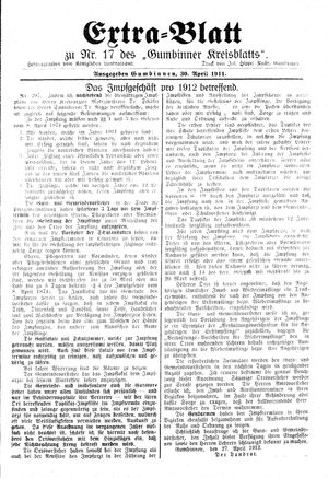 Gumbinner Kreisblatt vom 30.04.1912