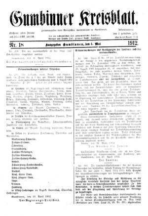 Gumbinner Kreisblatt vom 04.05.1912