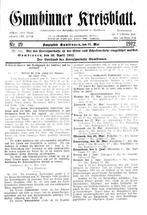 Gumbinner Kreisblatt vom 11.05.1912