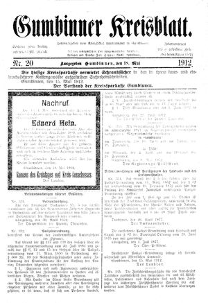 Gumbinner Kreisblatt vom 18.05.1912