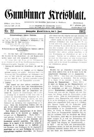 Gumbinner Kreisblatt vom 01.06.1912