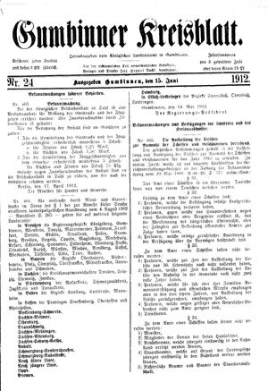 Gumbinner Kreisblatt vom 15.06.1912