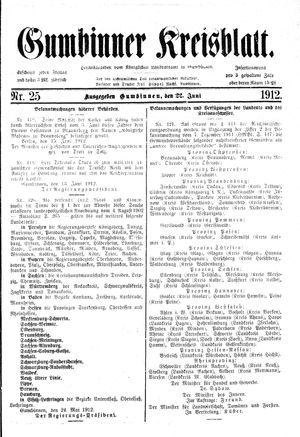 Gumbinner Kreisblatt vom 22.06.1912