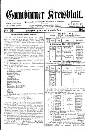 Gumbinner Kreisblatt vom 29.06.1912