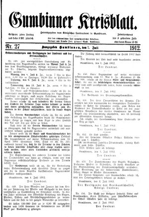 Gumbinner Kreisblatt vom 07.07.1912