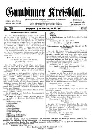 Gumbinner Kreisblatt on Jul 13, 1912