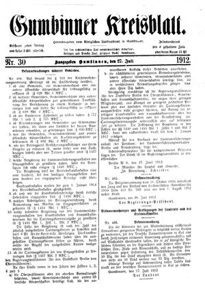 Gumbinner Kreisblatt vom 27.07.1912