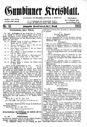 Gumbinner Kreisblatt vom 03.08.1912