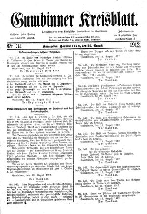 Gumbinner Kreisblatt vom 24.08.1912