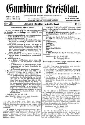 Gumbinner Kreisblatt vom 31.08.1912