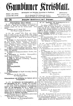 Gumbinner Kreisblatt vom 07.09.1912