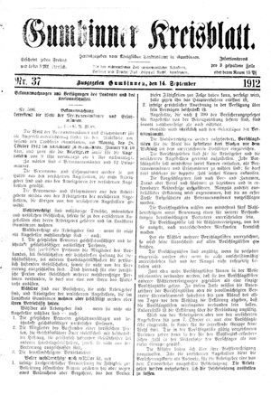 Gumbinner Kreisblatt vom 14.09.1912