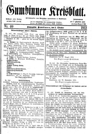 Gumbinner Kreisblatt vom 05.10.1912