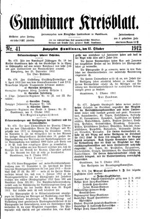 Gumbinner Kreisblatt on Oct 12, 1912
