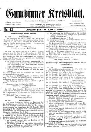 Gumbinner Kreisblatt vom 19.10.1912