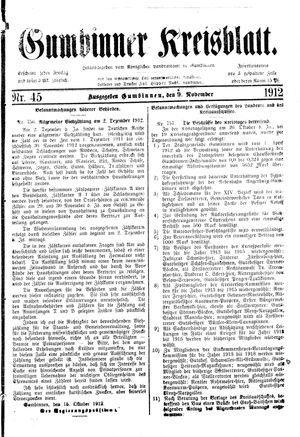 Gumbinner Kreisblatt vom 09.11.1912