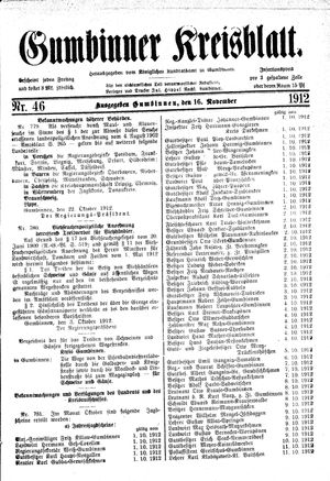Gumbinner Kreisblatt vom 16.11.1912