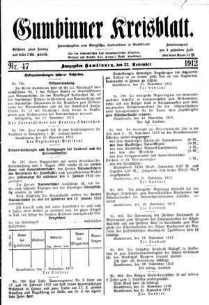 Gumbinner Kreisblatt vom 23.11.1912