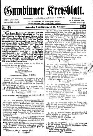 Gumbinner Kreisblatt vom 29.11.1912