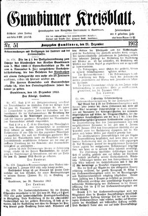 Gumbinner Kreisblatt vom 21.12.1912