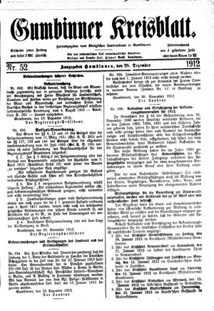 Gumbinner Kreisblatt vom 28.12.1912