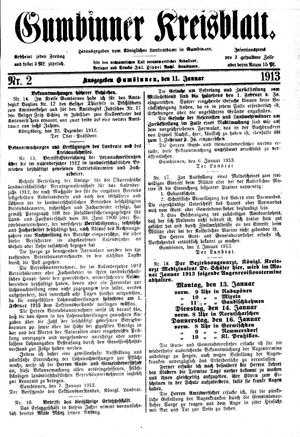 Gumbinner Kreisblatt vom 11.01.1913