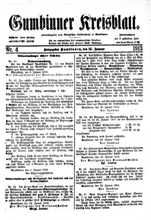 Gumbinner Kreisblatt vom 25.01.1913
