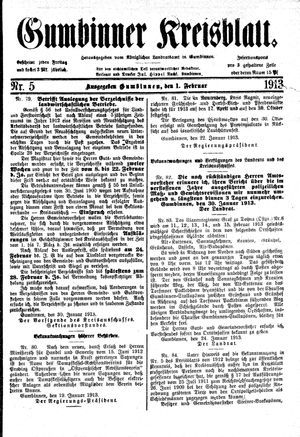Gumbinner Kreisblatt vom 01.02.1913