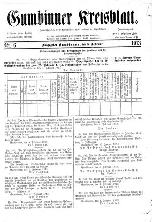 Gumbinner Kreisblatt vom 08.02.1913