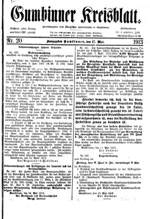 Gumbinner Kreisblatt vom 17.05.1913