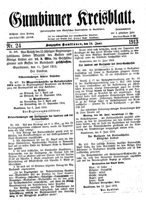 Gumbinner Kreisblatt vom 14.06.1913