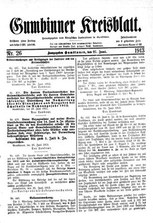 Gumbinner Kreisblatt vom 27.06.1913