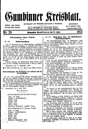 Gumbinner Kreisblatt vom 12.07.1913