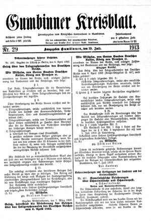 Gumbinner Kreisblatt vom 19.07.1913