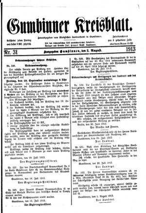 Gumbinner Kreisblatt vom 02.08.1913