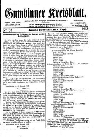 Gumbinner Kreisblatt vom 16.08.1913