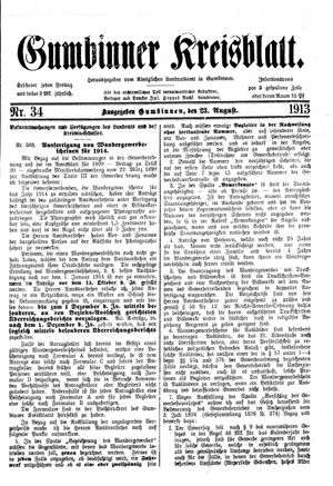 Gumbinner Kreisblatt vom 23.08.1913