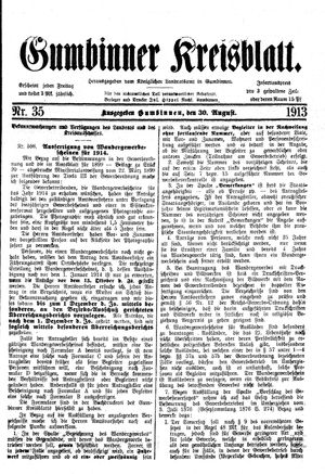 Gumbinner Kreisblatt vom 30.08.1913