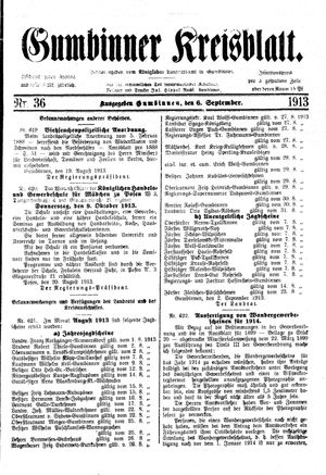 Gumbinner Kreisblatt vom 06.09.1913