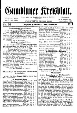 Gumbinner Kreisblatt vom 06.09.1913
