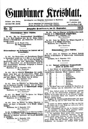 Gumbinner Kreisblatt vom 13.09.1913